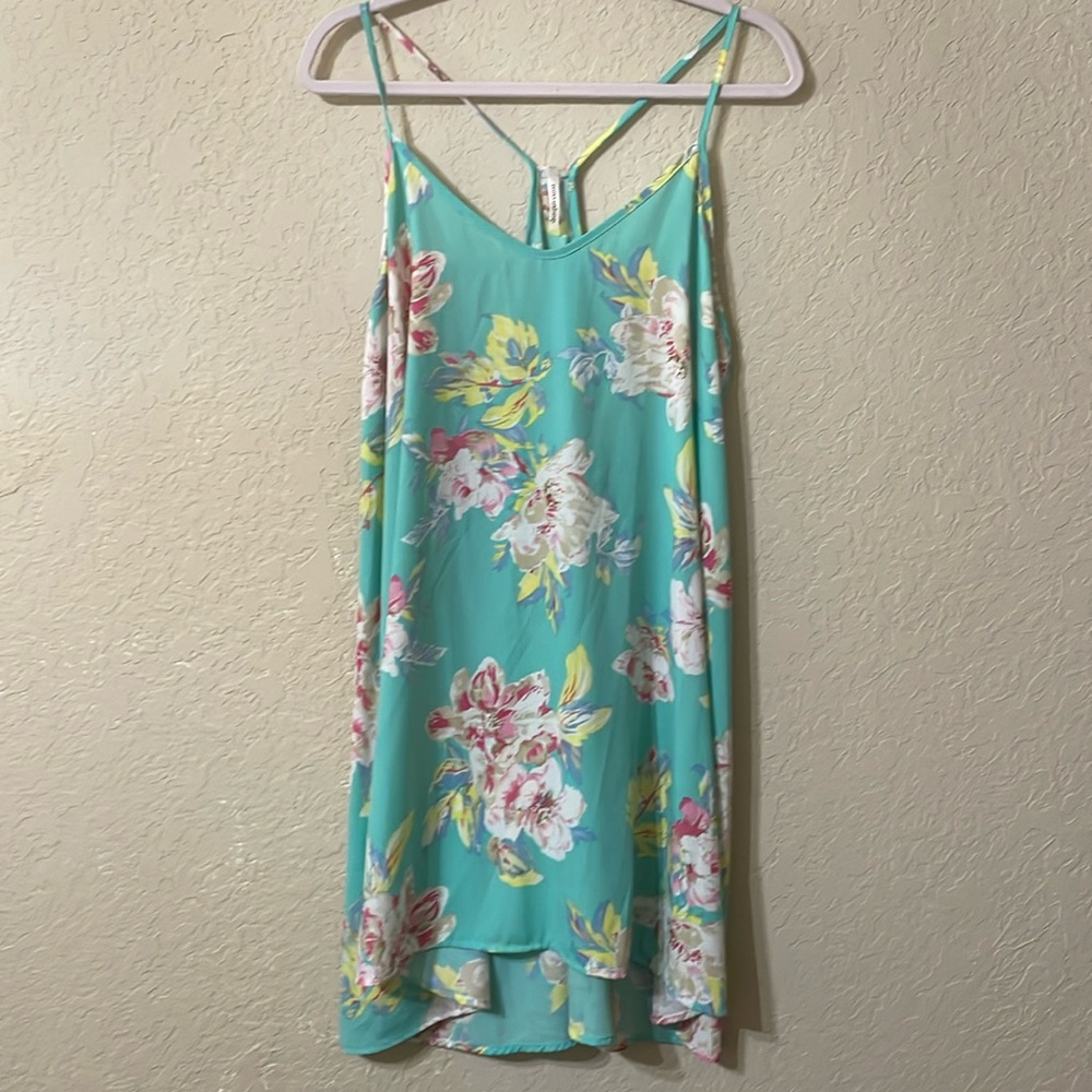 Aqua Racerback Floral Dress